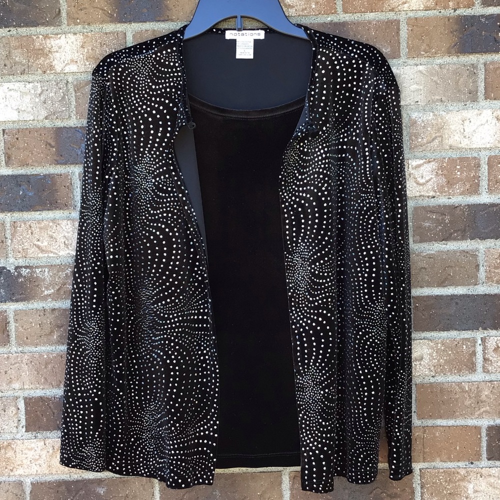 Notations Glitzy Top with velour insert Sz. L